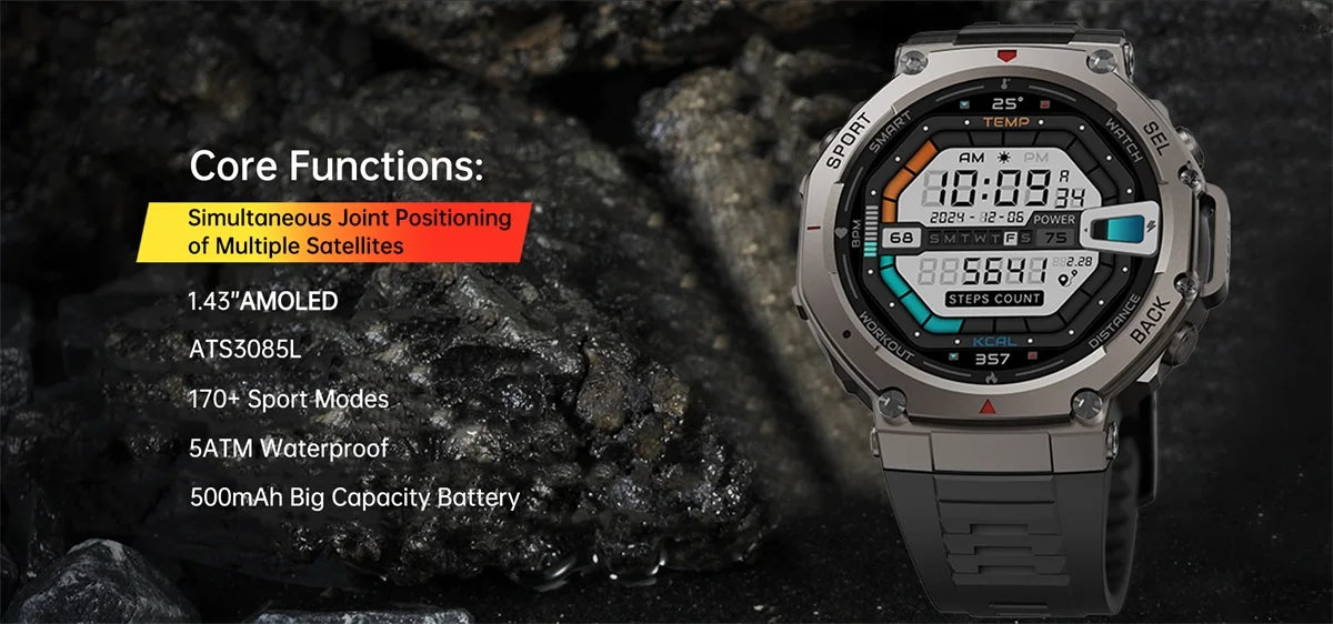 New GPS Smart Watch Men Compass Altimeter Barometric 5ATM Waterproof AMOLED HD Watch Bluetooth Call Heart Rate Sport Smartwatch