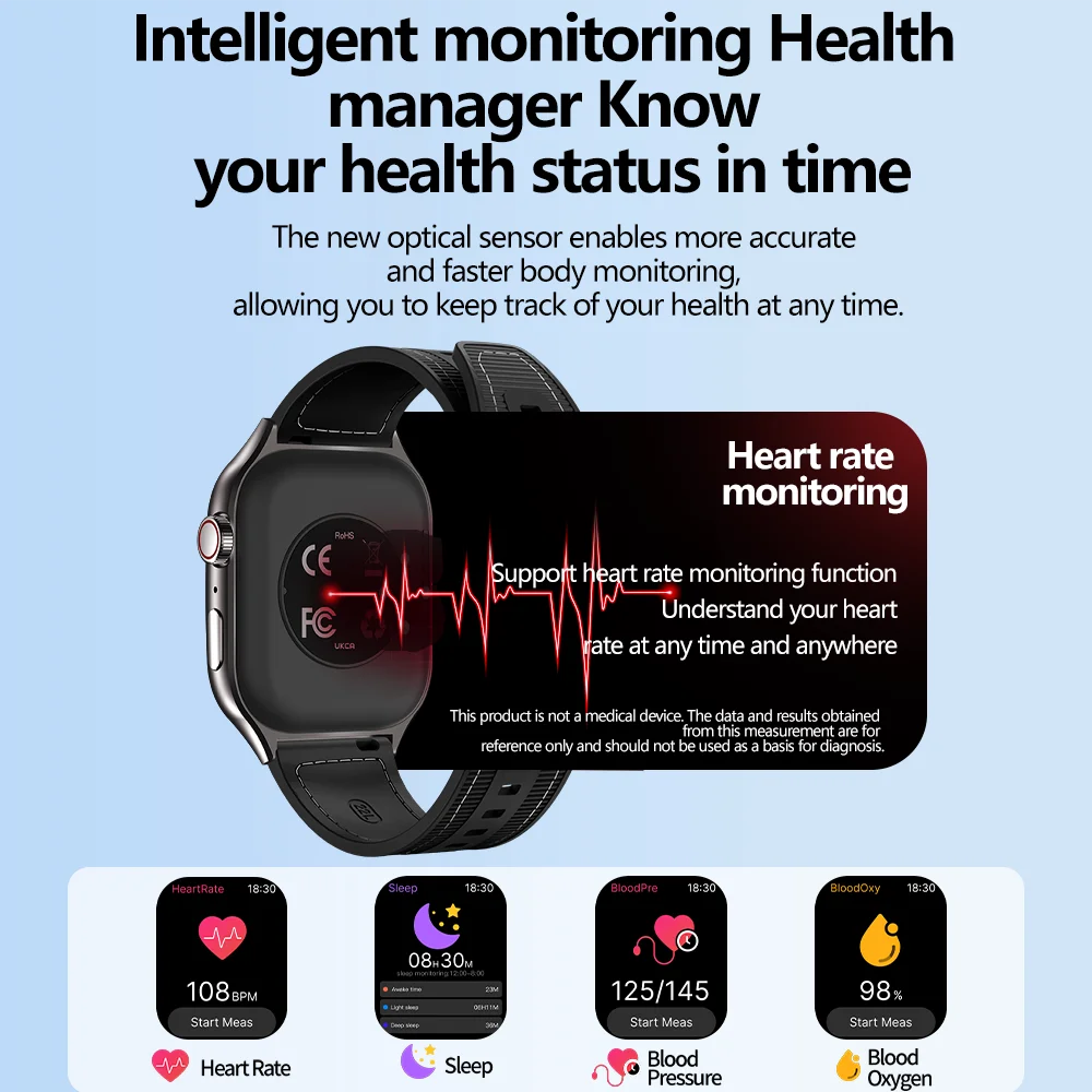 LAXASFIT New Slim Smart Watch Men's 2.01-inch AMOLED Curved Display Bluetooth Talk Sports Fitness Tracking Smartwatch Women's