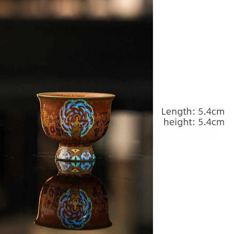 Chinese Style Dunhuang Buddhist Luminous Ceramic Tea Cup Personal Master Cup Household Drinking Gift Teacup