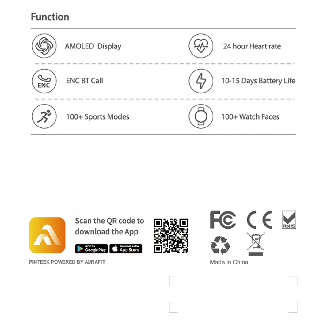 AURAFIT AM32 Custom Watch Wallpaper Smartwatch Call/Message Alerts Wireless Calls Sports Watch