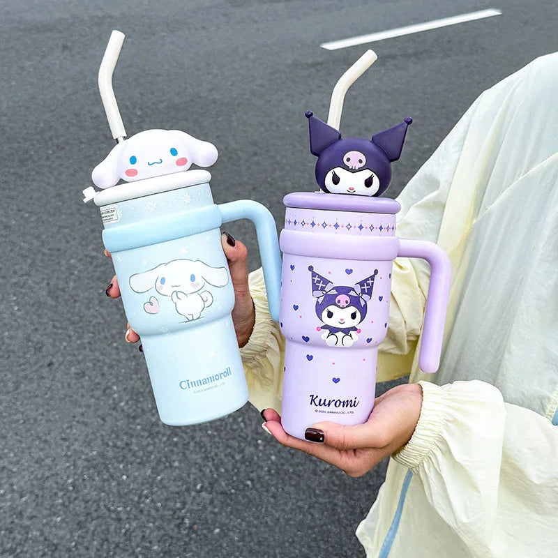 1pc Hello Kitty Insulated Car Cup (700ML) - Cute Double-Walled Cup for Cold Retention, Suitable for Outdoor & Office Use, with B