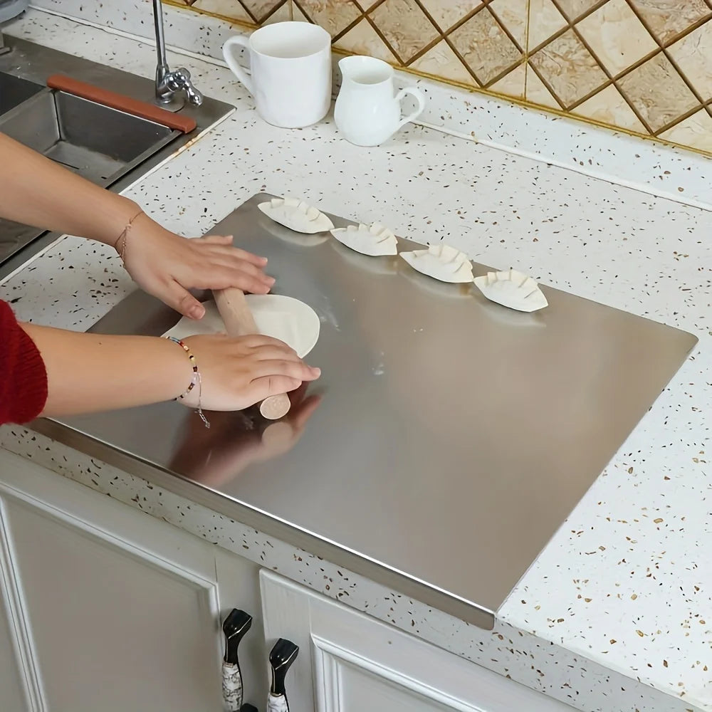 Stainless Steel Cutting Board - Heavy Duty Non-Slip for Meat, Vegetables & Baking | Easy Clean with Safety Lip