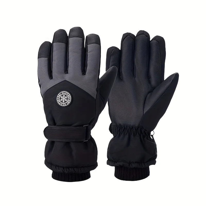 Winter Unisex Snowboard Ski Gloves PU Leather Non-slip Touch Screen Waterproof Motorcycle Cycling Fleece Warm Snow Gloves