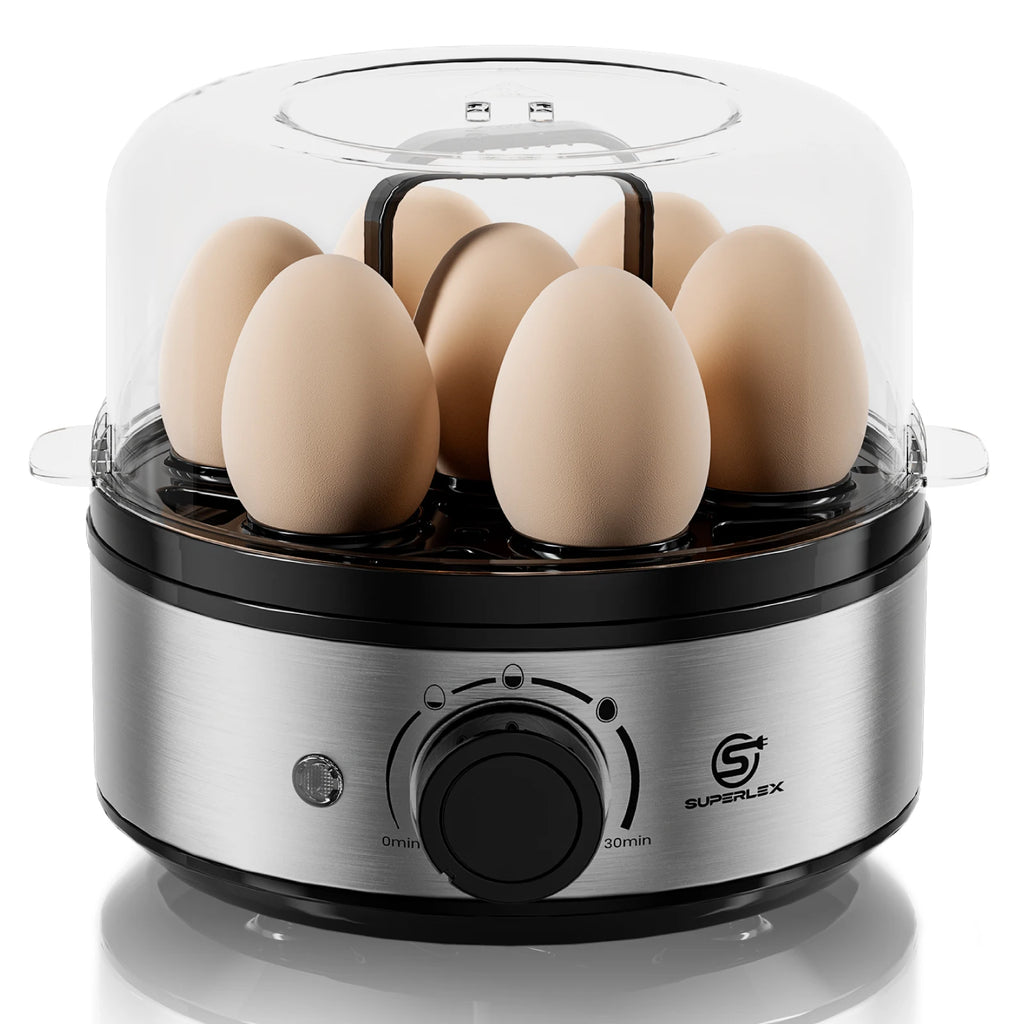 SUPERLEX 400W Power Eggs Cooker 7-Egg Capacity Dial Control Smart Shut-Off Reminder Rapid Egg Boiler Easy to Clean and Safer New