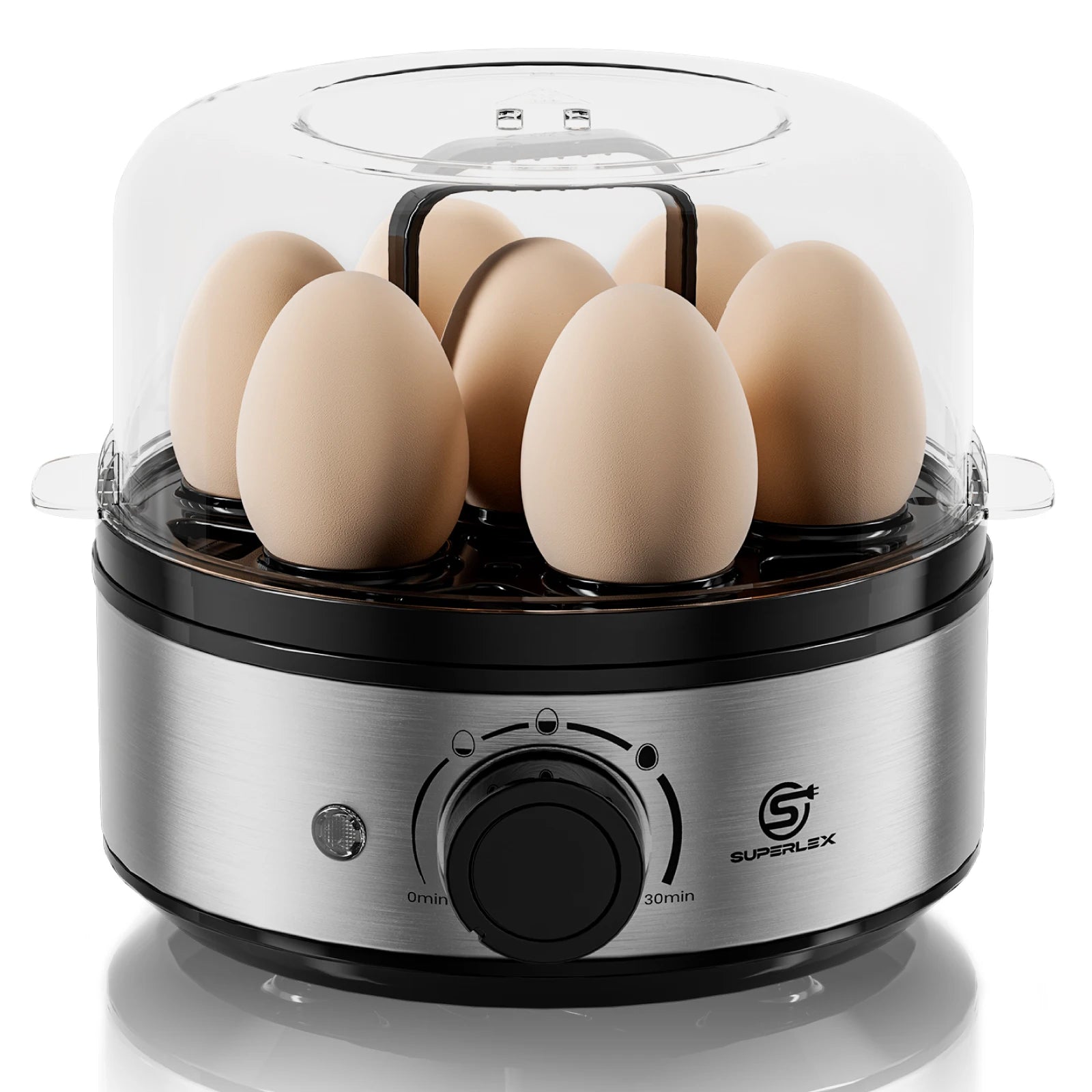 SUPERLEX 400W Power Eggs Cooker 7-Egg Capacity Dial Control Smart Shut-Off Reminder Rapid Egg Boiler Easy to Clean and Safer New
