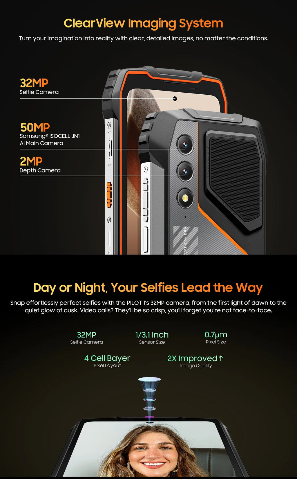 Blackview OSCAL PILOT 1 Rugged Phone 6.67" 90Hz IPS Display 6GB+256GB Android 14 Outdoor Smartphone with LED Flashlight GPS/NPC