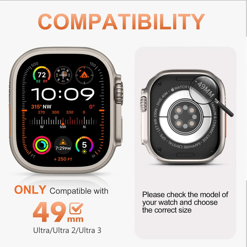 Halo Style Case for Apple Watch Ultra 2 3 49mm Metal Alloy Cover Hard Bumper for IWatch Ultra Full Protector Natural Black Color