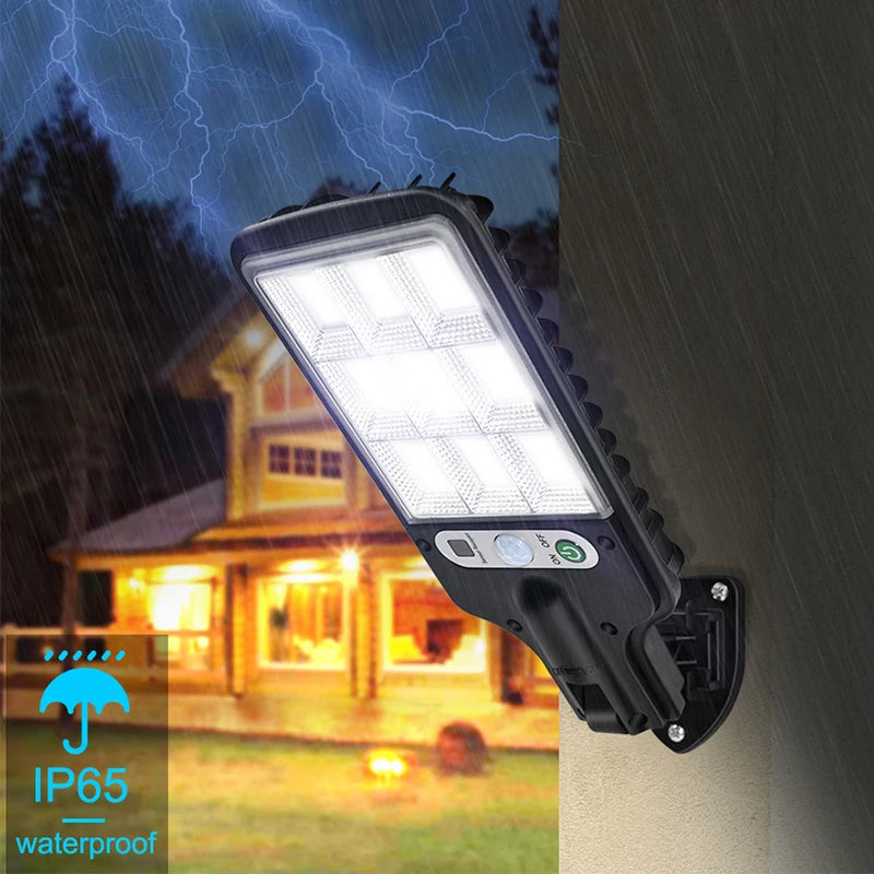 LED Solar Street Lights COB+SMD Outdoor Solar Lamp With 3 Light Mode Waterproof Motion Sensor Security Lighting for Garden Patio