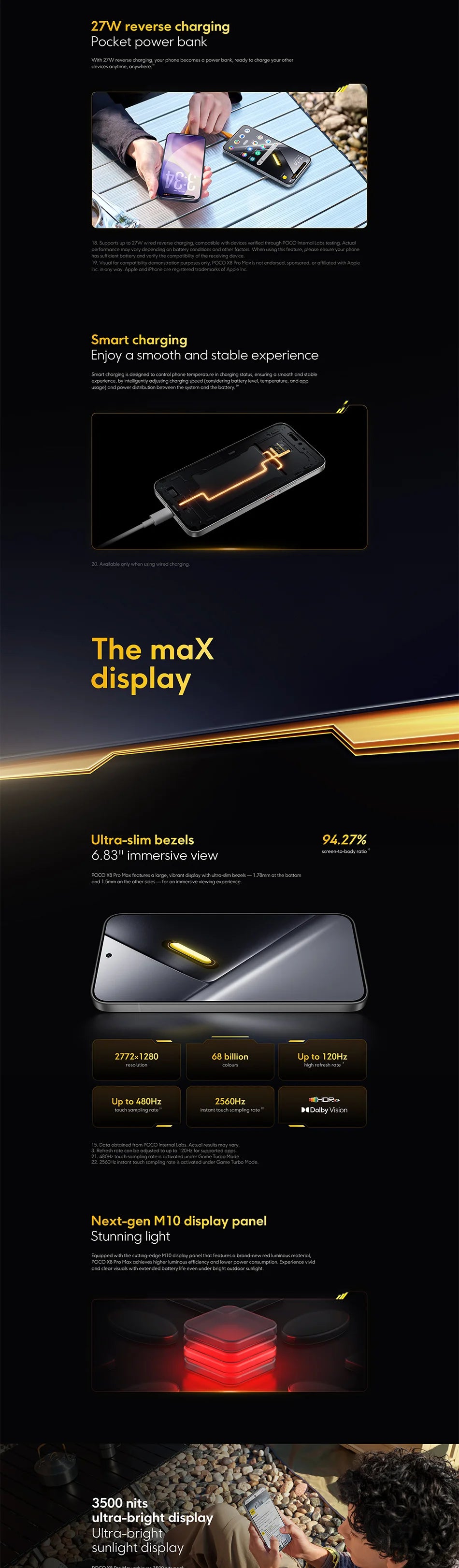 Global Version POCO X8 Pro Max Dimensity 9500s Smartphone 8500mAh (typ) 100W HyperCharge 6.83" 1.5K 120Hz IP68 POCO Cellphone