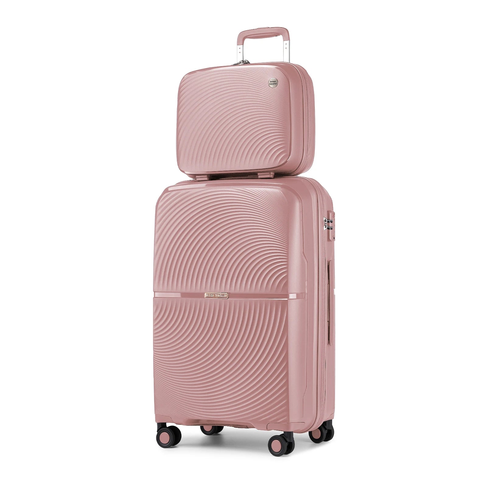 British Traveller 2 Piece Luggage Set 14+20 Inch, PP Hard Shell Suitcase with TSA Lock & Silent Spinner Wheels, Portable Carry-On Luggage for Business & Short Trips