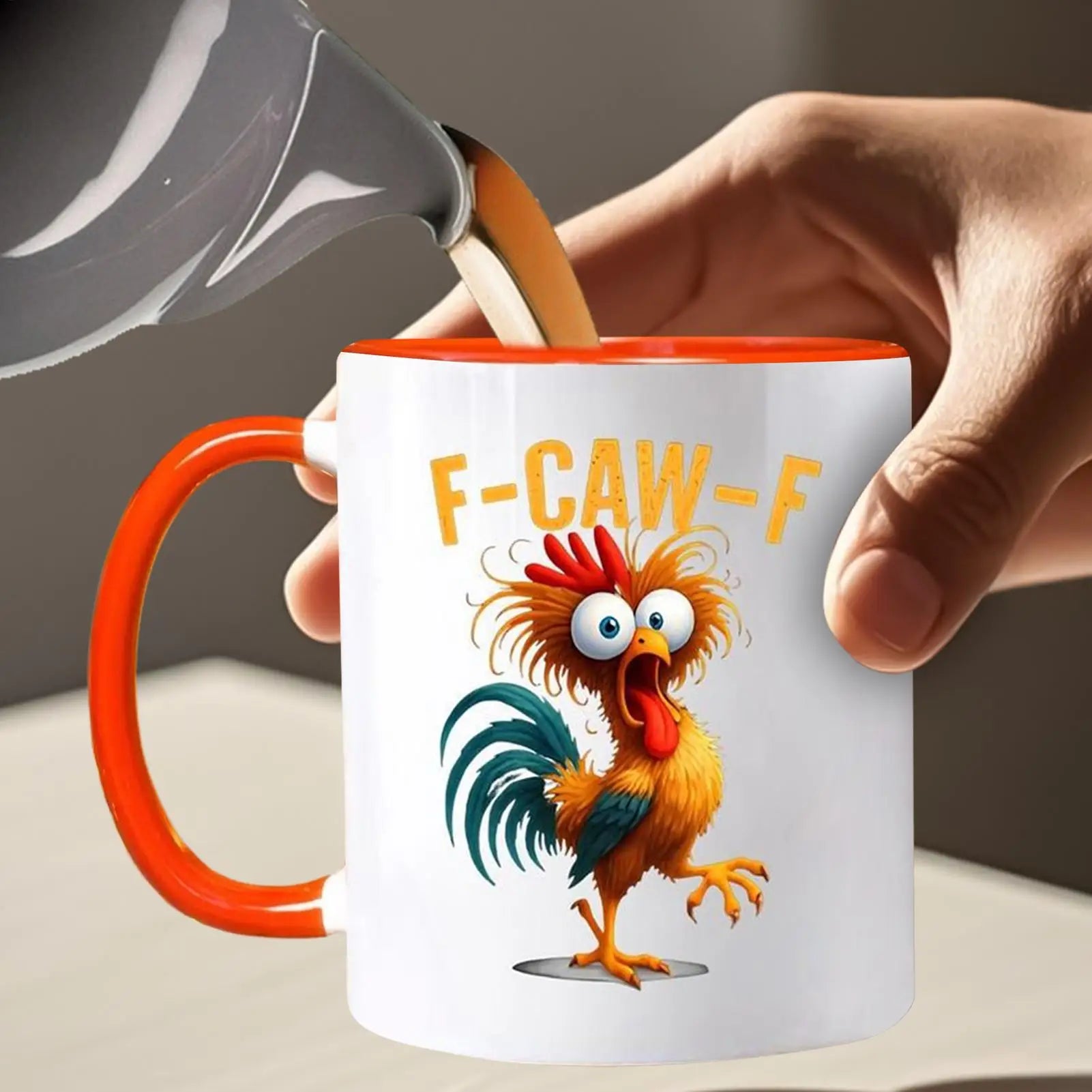 Funny F-Caw-F Chicken Coffee Mug 350ml Novelty Beverage Container Ceramic Coffee Mug Tea Cup Gifts For Men Women Friends Family
