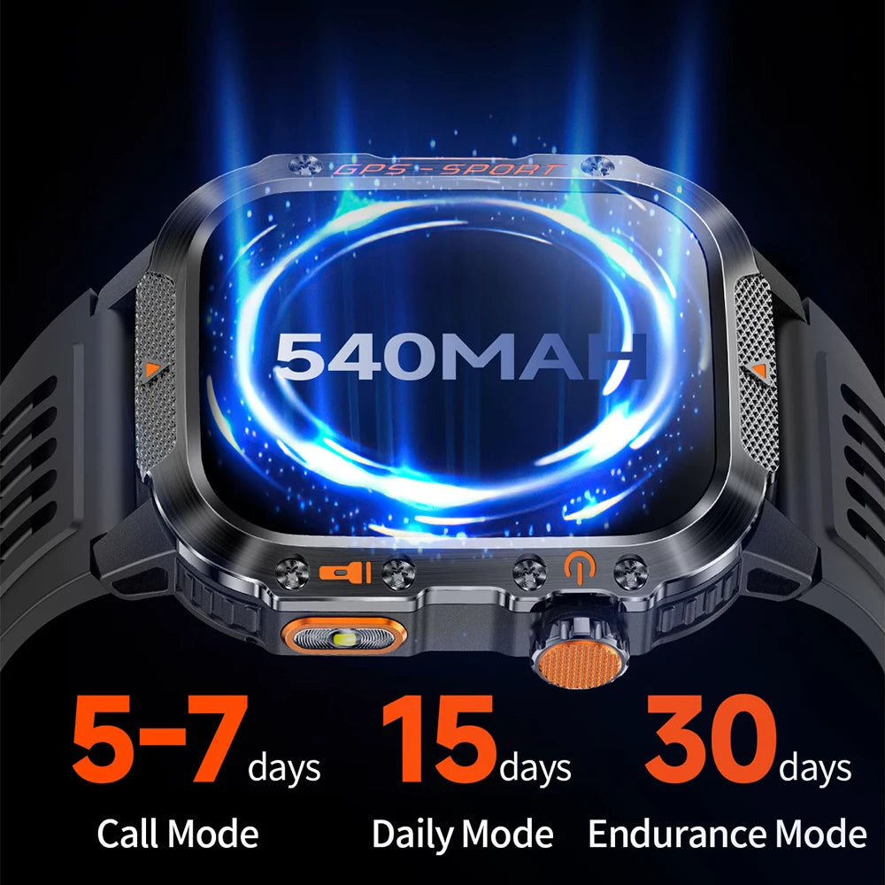New Military Smartwatch Real GPS Compass Outdoor Smart Watch 3ATM Waterproof Sports Watches for Man Woman Electronics Clock 2025