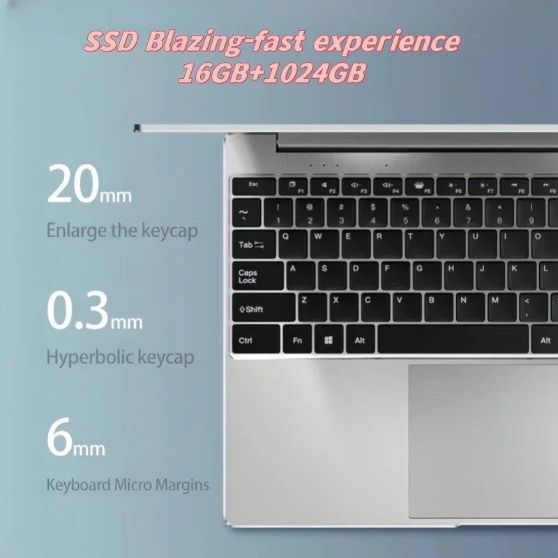 Clear Vision 15.6" Light Laptop Intel 4405U 16GB RAM 2TB SSD Win11 Pro Daily Office Gaming Notebook