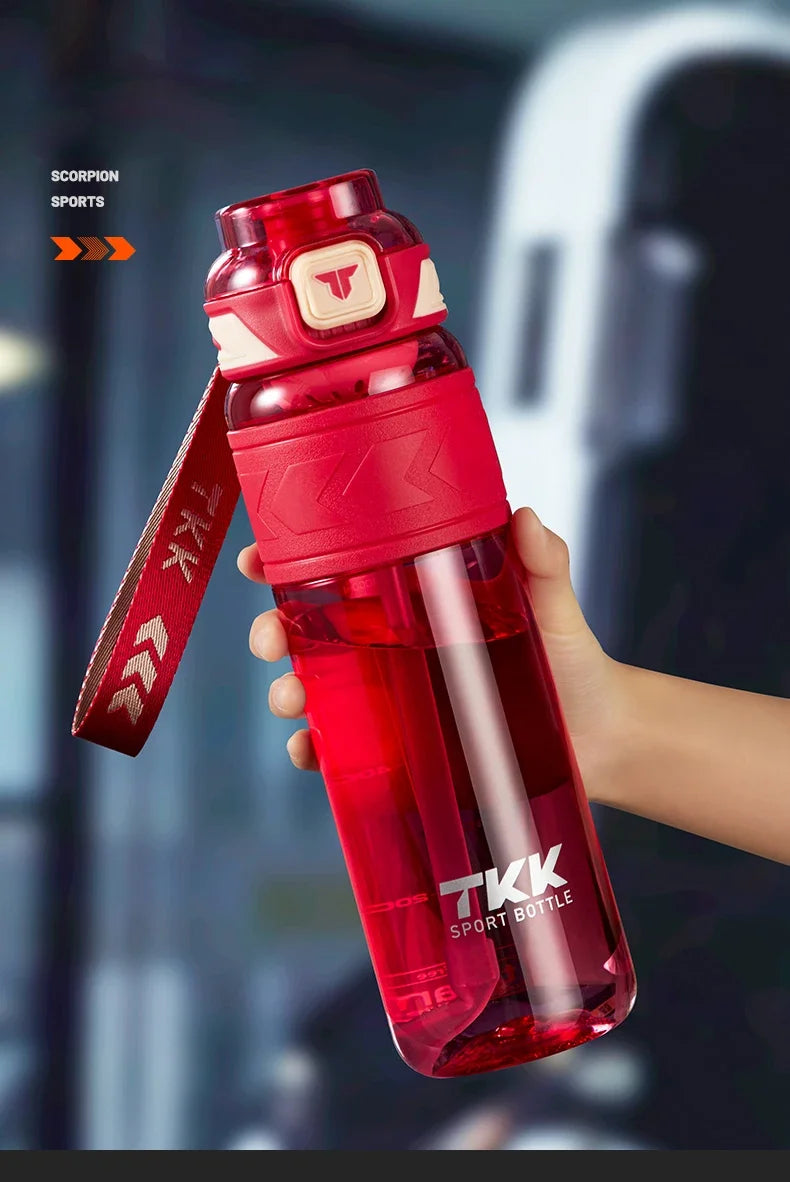TKK 600/800/1000ml Sports Watter Bottle Tritan BPA free Straw Portable Leak-proof Plastic Drinkware Outdoor Fitness Kettle