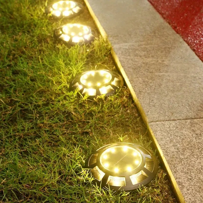 Solar Ground Lights Outdoor IP65 Waterproof 16LED Solar Powered Garden Pathway Light for Villa Yard Lawn Light Landscape Decor ﻿