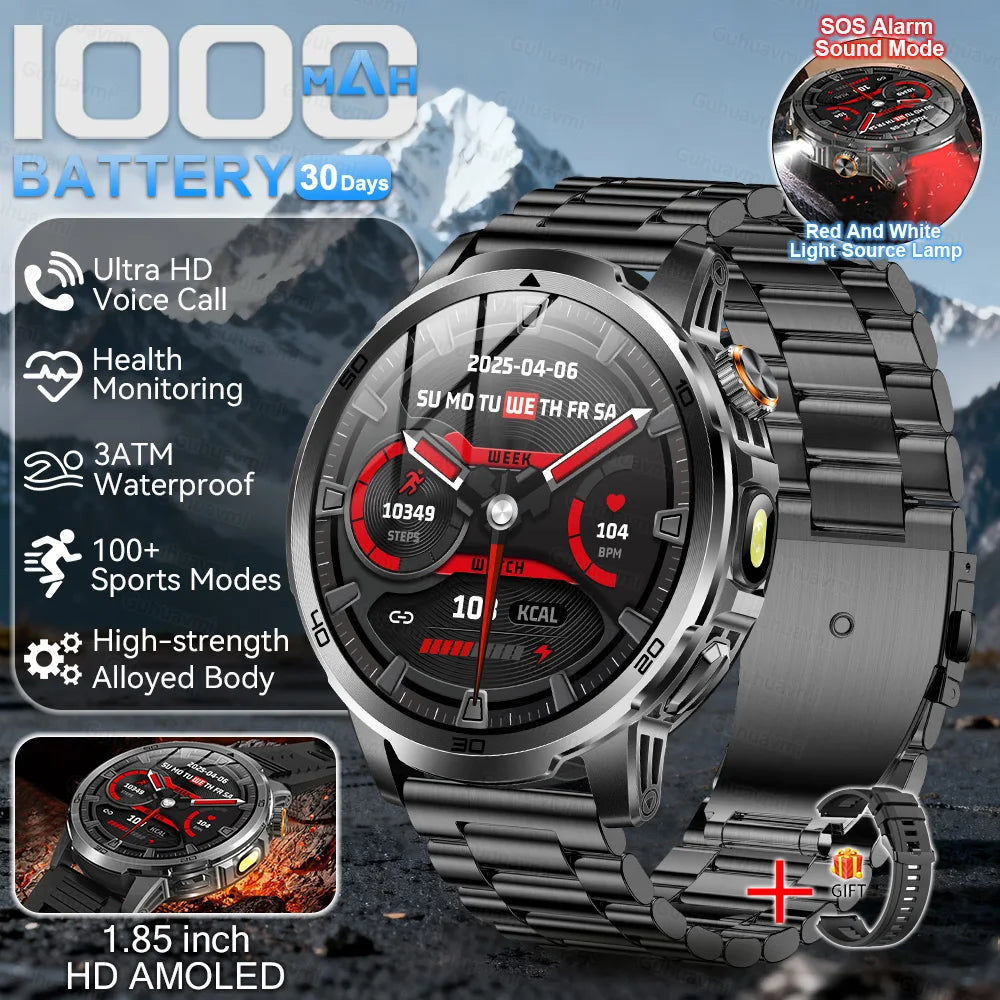 2026 Military T-Rex 3 Smart Watch Fitness Clock Men 466*466 AMOLED Screen 1000mAh Battery Flashlight Call Waterproof Smartwatchs