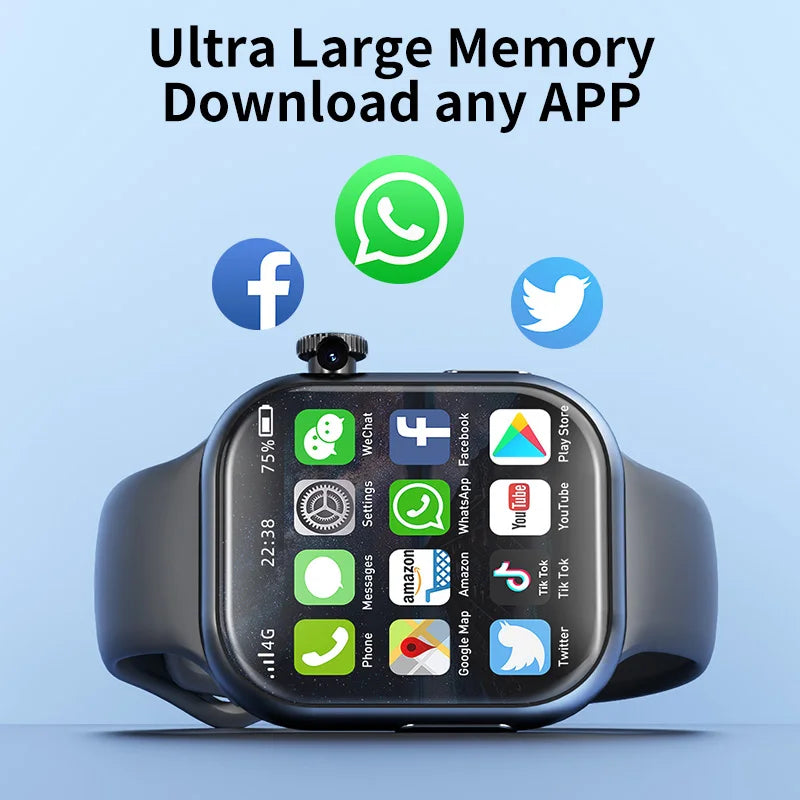 Goldenspike VP19 Smart Watch 2.29inch Amoled Smartwatch Android 9.0 Sim Card With 800W HD Rotary Camera GPS WIFI APP Store 256GB