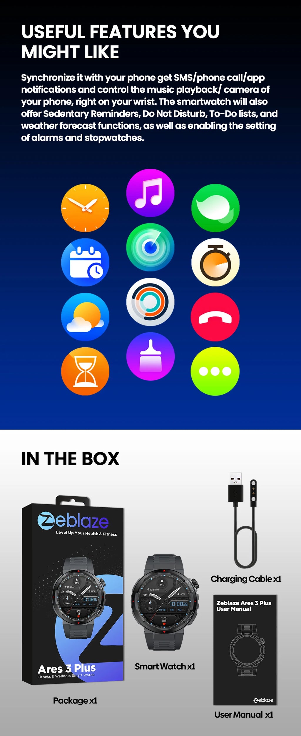 New Zeblaze Ares 3 Plus 1.43'' HD AMOLED Display Smartwatch Voice Calling New 3D Interactive 100+ Sports Modes Smart Watch Men