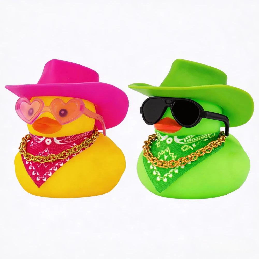 Car Decoration Rubber Cowboy Duck Car Dashboard Decorations Pink Cowboy Hat Rubber Ducks, Duck for Car Ornament Accessories