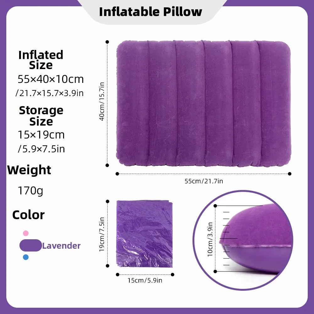 Triangular Travel Pillow Inflatable Office Neck Lumbar Support Pillow Thickened flocking Leg Rest Pillow for Air Travel