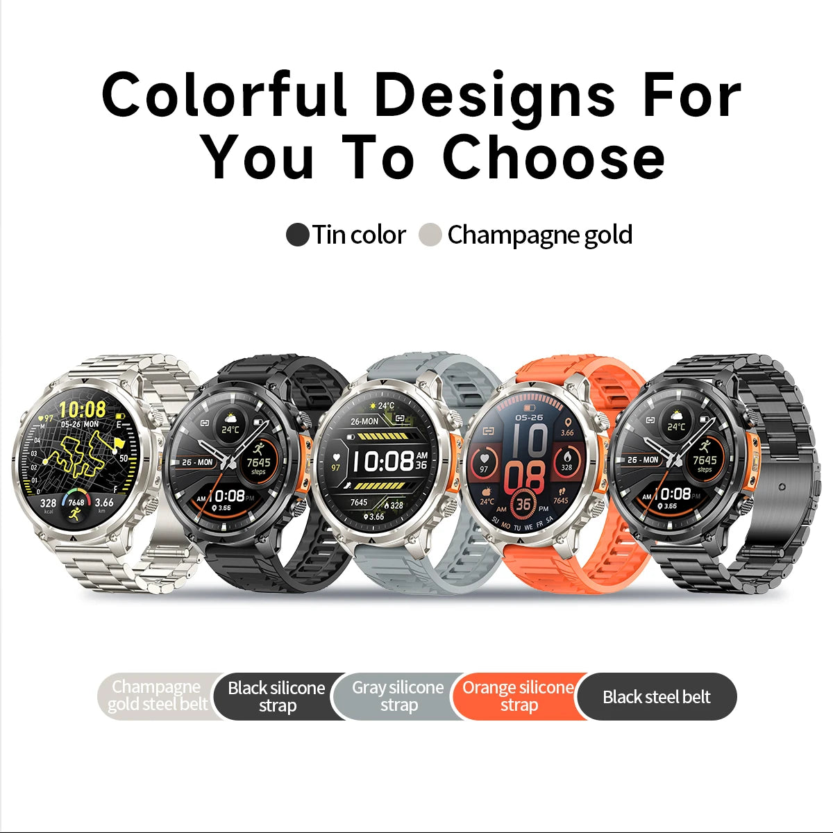 Luxury Military GPS Men Smartwatch Wrist Fitness Clock BT Call 1ATM Waterproof Sports Smart Watches for Android IOS Phones 2026