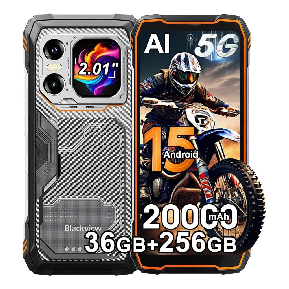 Blackview XPLORE 1 Rugged Smartphone, 5G Waterproof Outdoor Smartphone Android 15, 6.78'' 2.4K Display, 256GB/512GB, 20000mAh