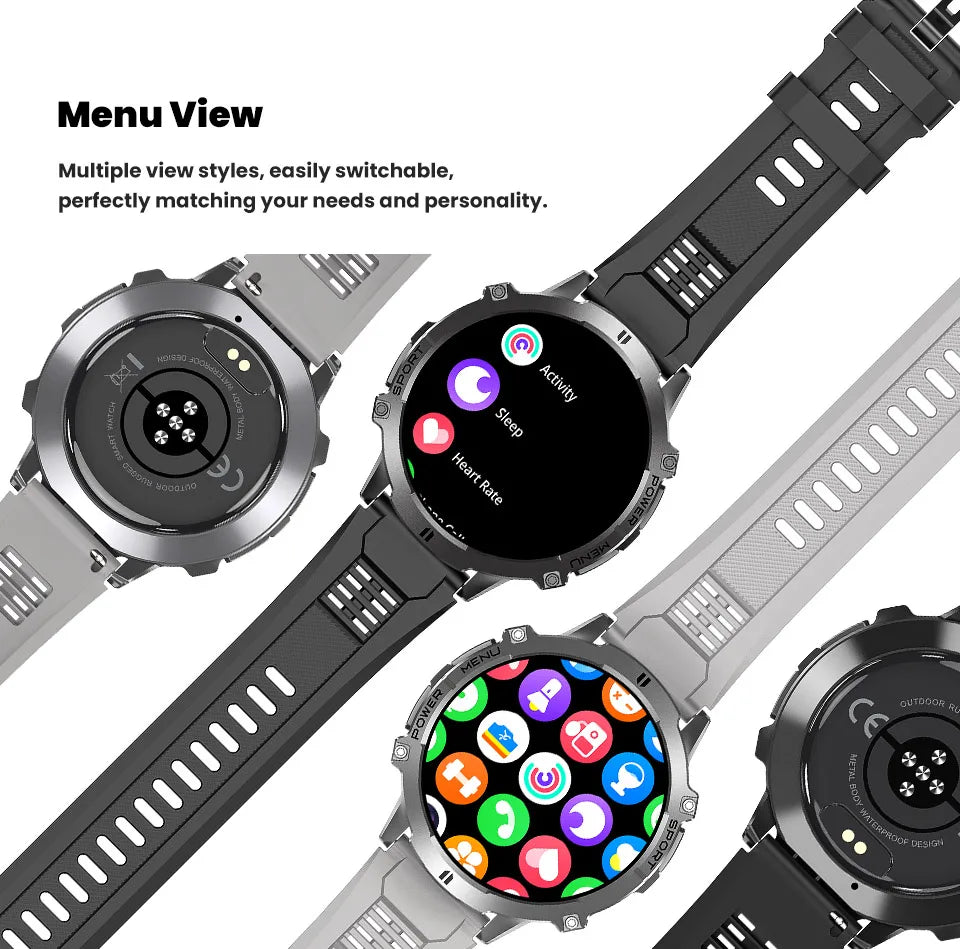 2026 Newly upgraded GPS Military Sports Smart Watch 1000mAh 1.7-inch AMOLED Compass Altimeter Call 10ATM Waterproof Sports Watch