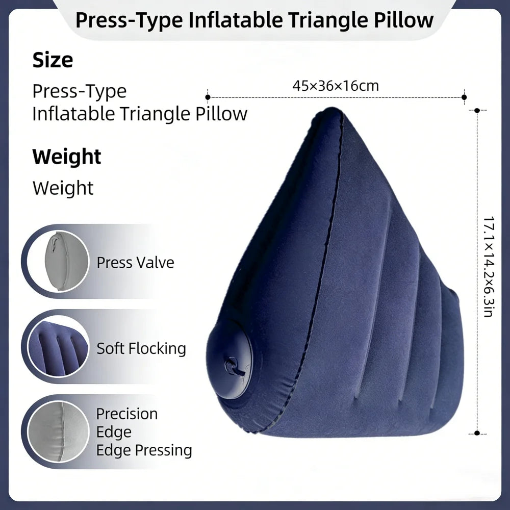 Triangular Travel Pillow Inflatable Office Neck Lumbar Support Pillow Thickened flocking Leg Rest Pillow for Air Travel