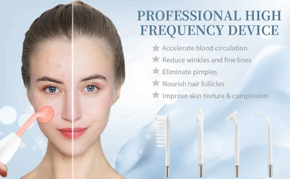 Portable Electrical High Frequency Facial Beauty Machine for Acne Treatment Skin Tightening and Detox