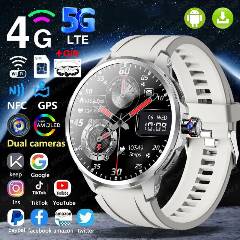 16GB+256GB RAM 4G Smart Watch 1.95 inch AMOLED 2100mah Battery 900W Camera GPS WIFI Google APPS Download Smartwatch Android 9.0
