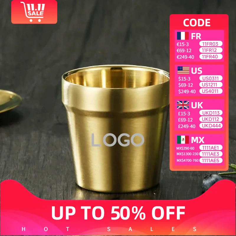 Glossy Surface Beer Mugs Double-Wall Stainless Steel Water Cup Coffee Tea Anti-scalding Party Mug Drinkware Customization Logo