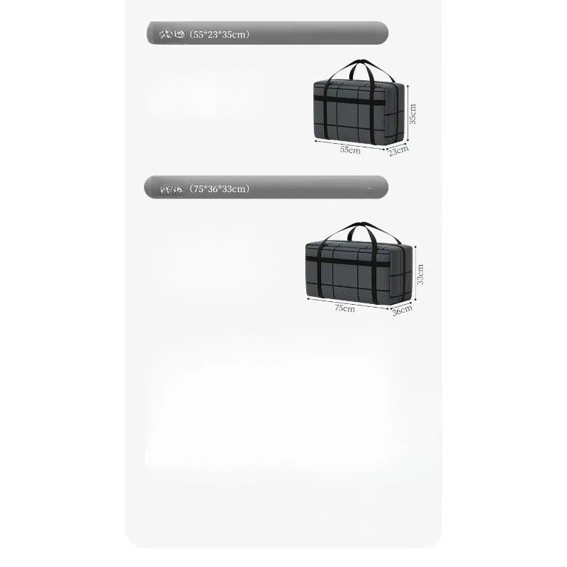 Large Capacity Portable Folding Duffel Bag Hand-Held Clothing Storage with Double Zipper Padded Wardrobe Organizer for Moving