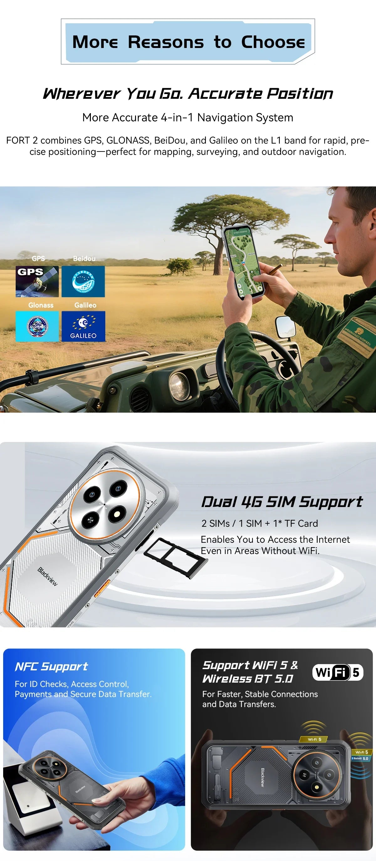[Ship From UK]Blackview [FORT 2] 24GB(8+16) RAM 256GB ROM Android 15 Smartphone 5000mAh Cellphones 6.56'' HD+ NFC Mobile Phone