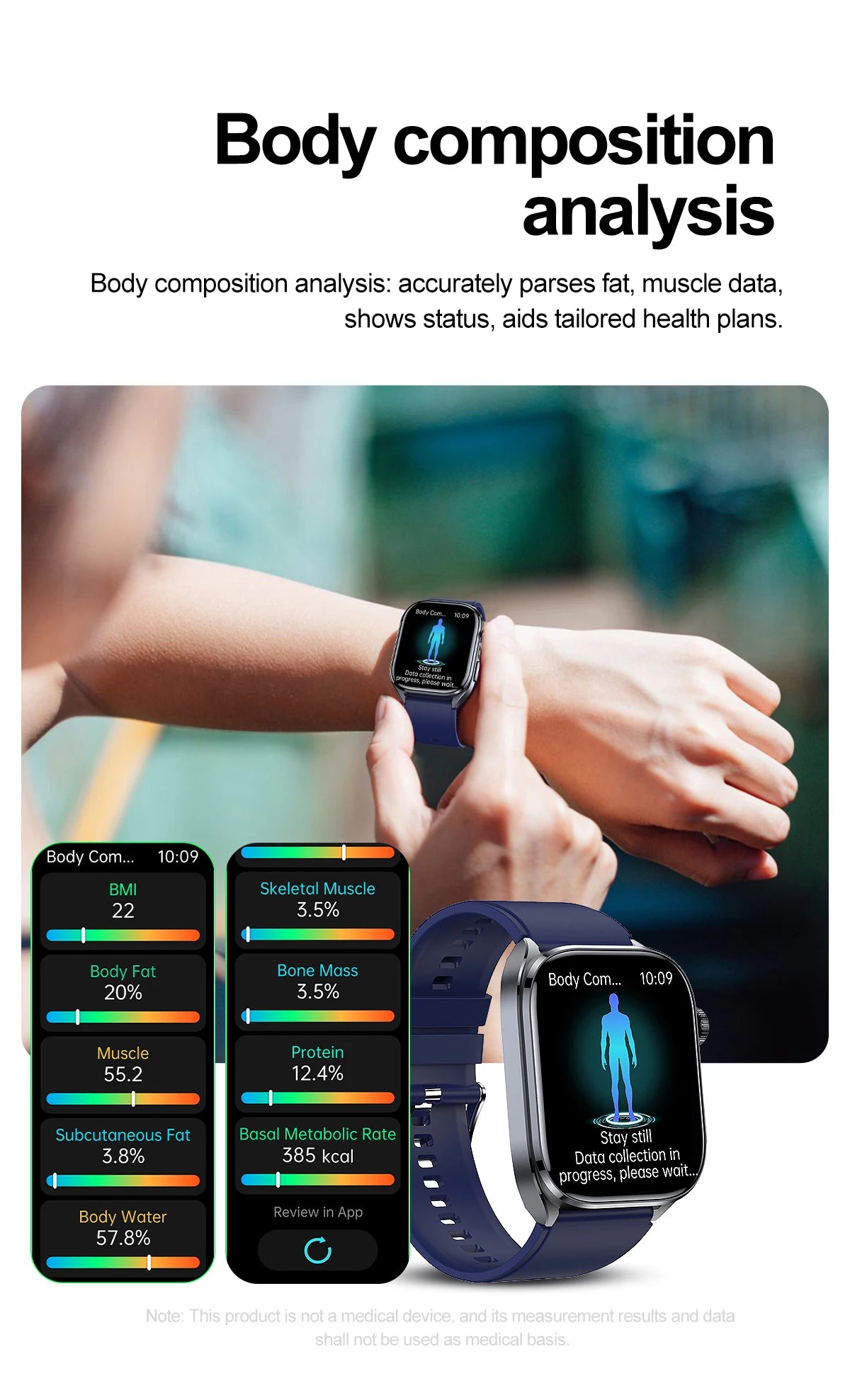 New Accurate Blood Pressure Smart Watch Uric Acid ECG+PPG Blood Oxygen Body Analysis Body Fat LED Flashlight smart watches 2025