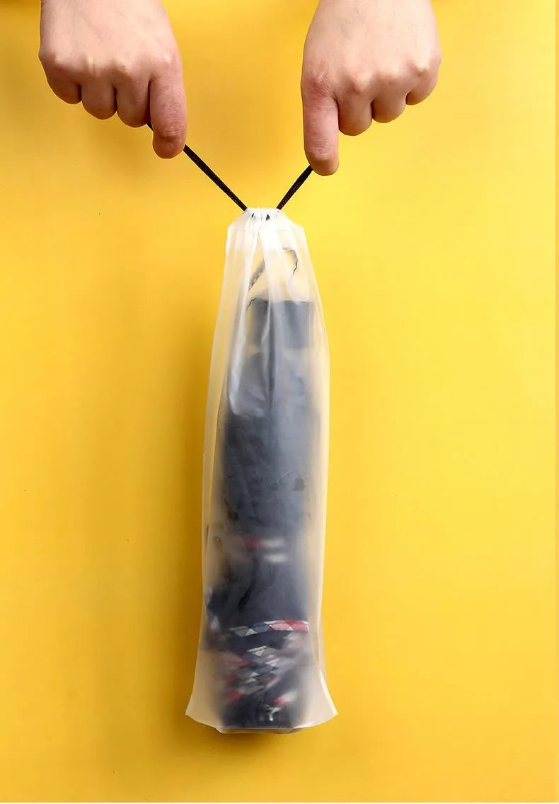 Umbrella Storage Bag Translucent Plastic Waterproof Anti-dirty Umbrella Cover Reusable Portable Drawstring Bags Home Storage