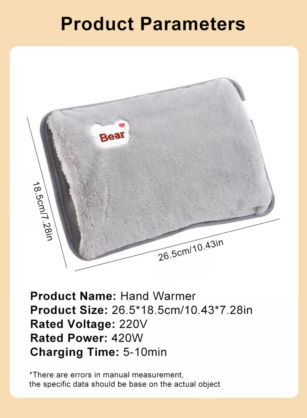 Electric Hot Water Bag Winter Portable Soft Electric Hand Warmer Rechargeable Reusable Explosion-Proof Warming Hand Pillow