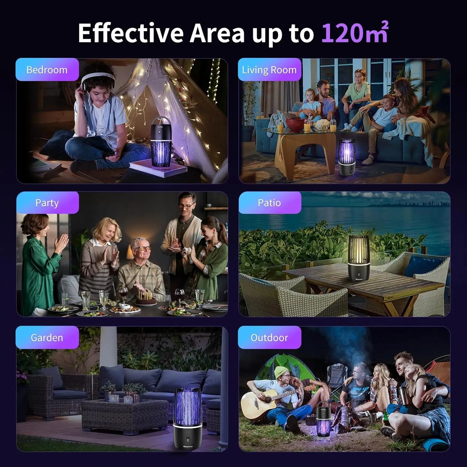2 in 1 Electric Fly Catcher USB Rechargeable Portable Bug Zapper with Night Light 360° Attract for Indoor Outdoor Trip Camping