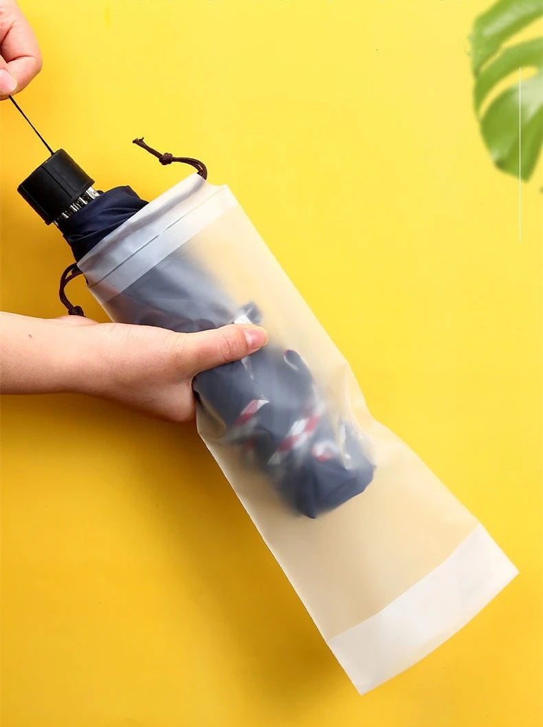 Umbrella Storage Bag Translucent Plastic Waterproof Anti-dirty Umbrella Cover Reusable Portable Drawstring Bags Home Storage
