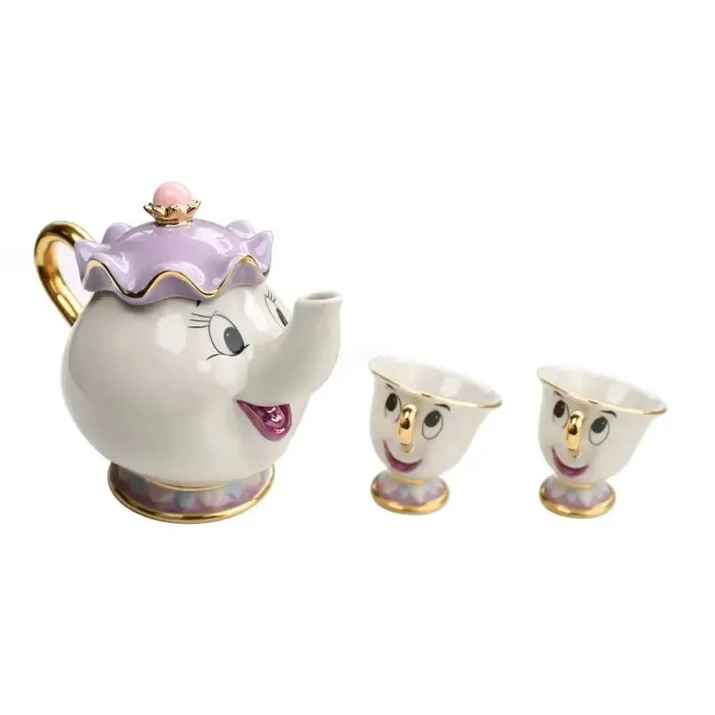 Disney Teapot Cute Cartoon Beauty And The Beast Coffee Pots Mug Mrs Potts Chip Cup Tea Cup Pots One Tea Sets Droshipping