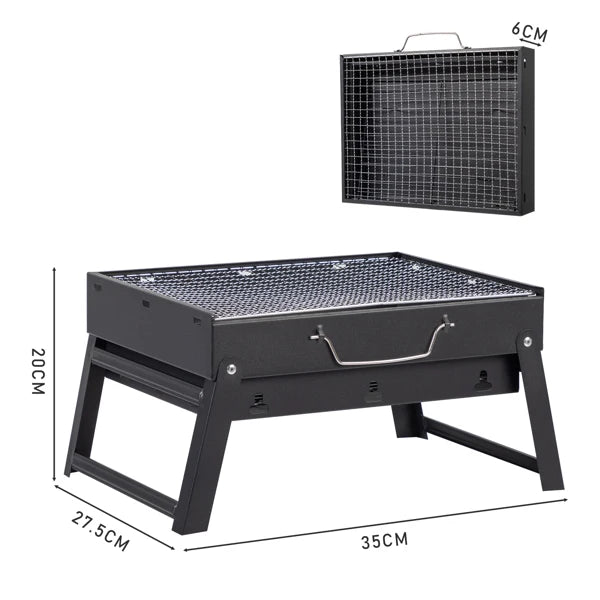 Portable Foldable Charcoal Grill | 38cm Compact Design | Light Steel Material Easy to Install | Equipped with Removable Ash Collector, Fast Heat Dissipation | Suitable for Camping, Picnicking, Beach, Backyard, and Small Group