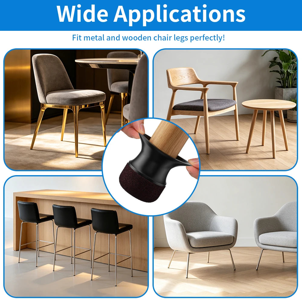 16PCS Chair Leg Protectors Silicone Chair Leg Covers with Thickened W/ Wrapped Felt Bottom Anti-Scratch for Hardwood Floors