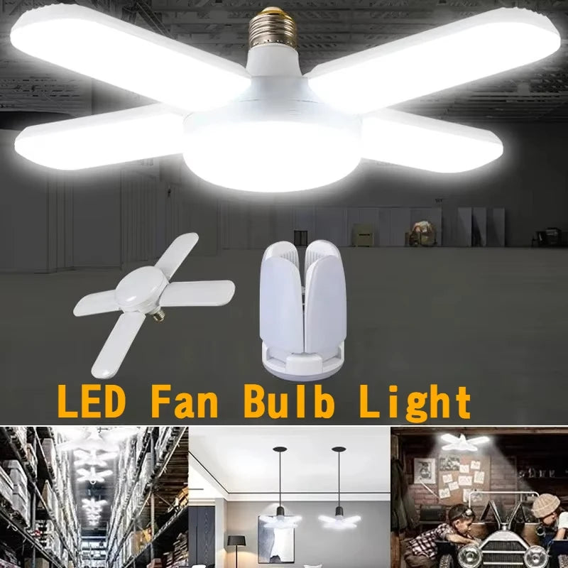 28W Fan Shape LED Bulb E27 LED Lamp Foldable 220V  Light Bulbs For Home Living Room Warehouse Garage Ceiling Light