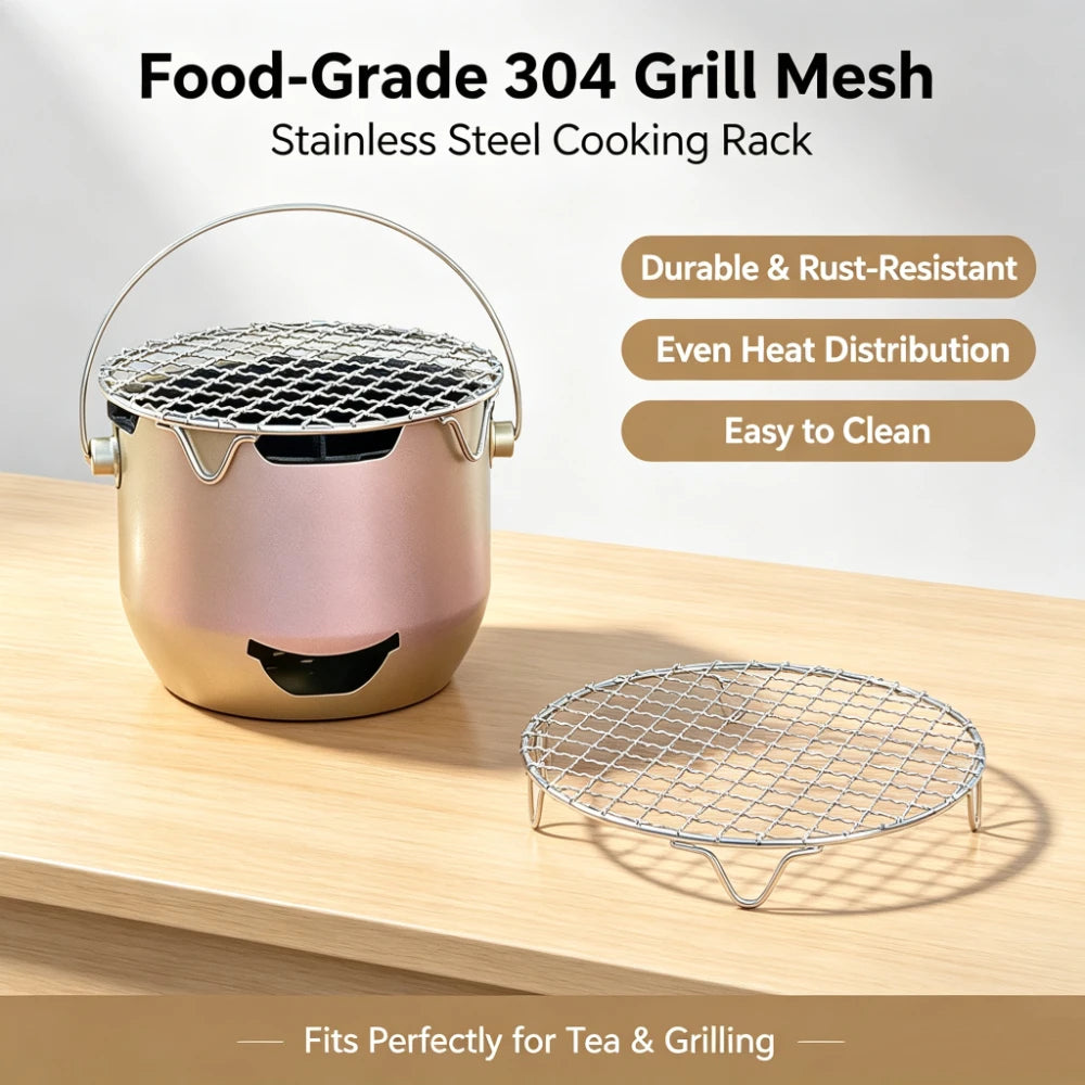 Portable Stainless Steel Charcoal Grill, Mini BBQ Stove, Outdoor & Household Barbecue Cooker for Camping Picnic