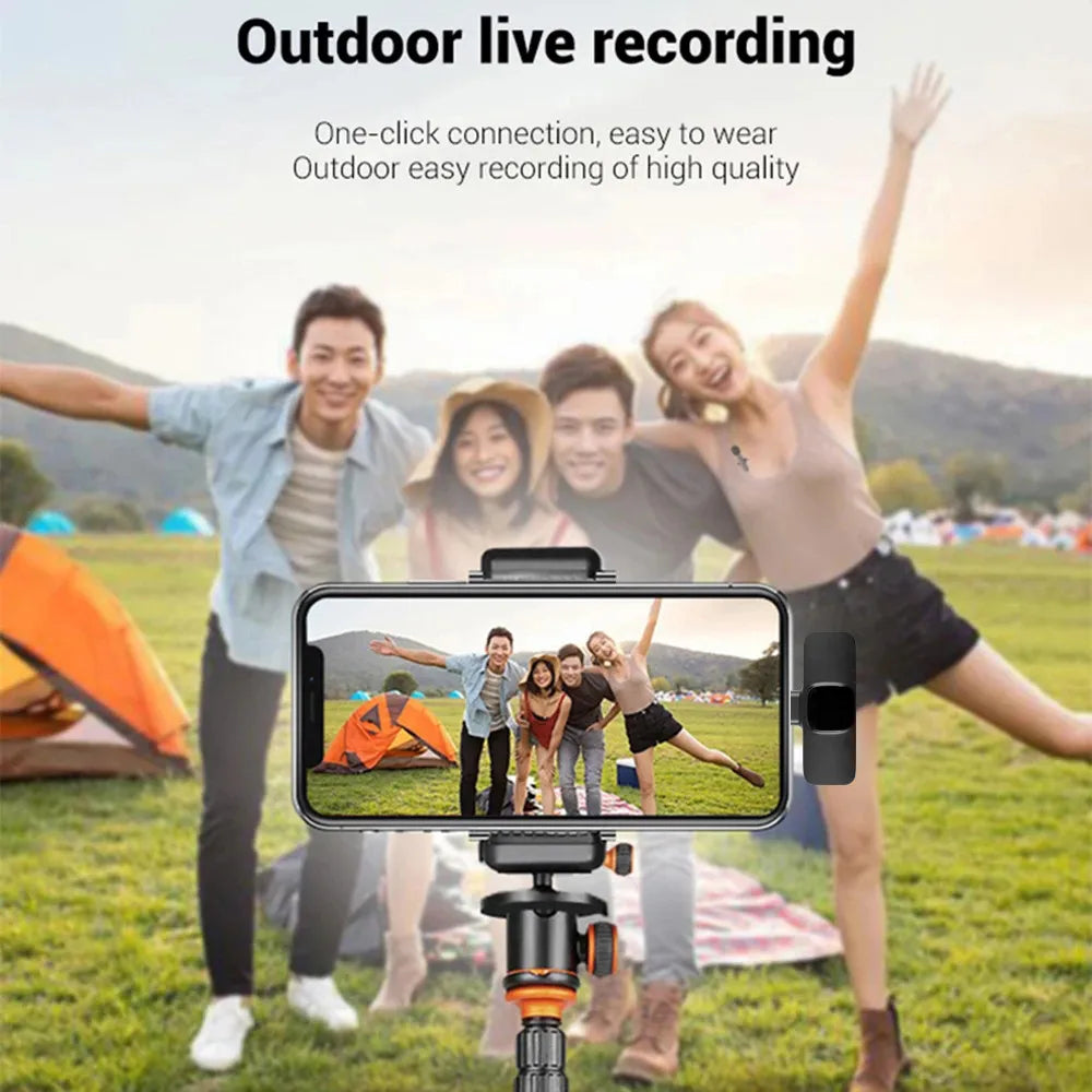 Lavalier Wireless Microphone 80mAh Rechargeable Battery Clip-On Podcast Mic for Streaming Vlogging Voice Recording Plug & Play
