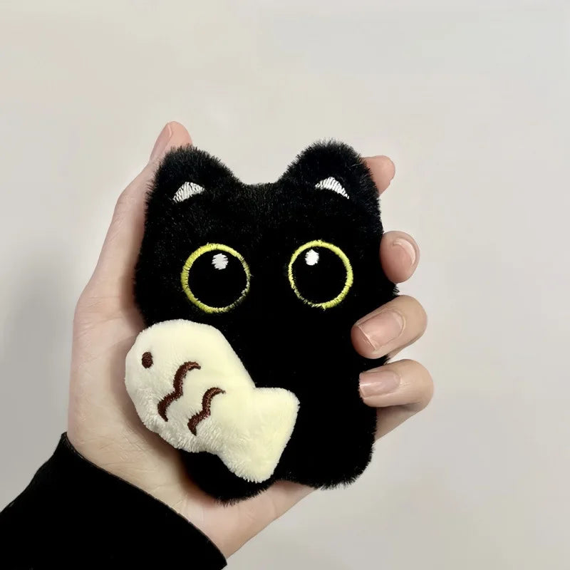 2Pcs Cool Plush Black Cat Doll Toy Keychain Bag Pendant Charms Car Keyring Accessories for Women Couples Kawaii Gift