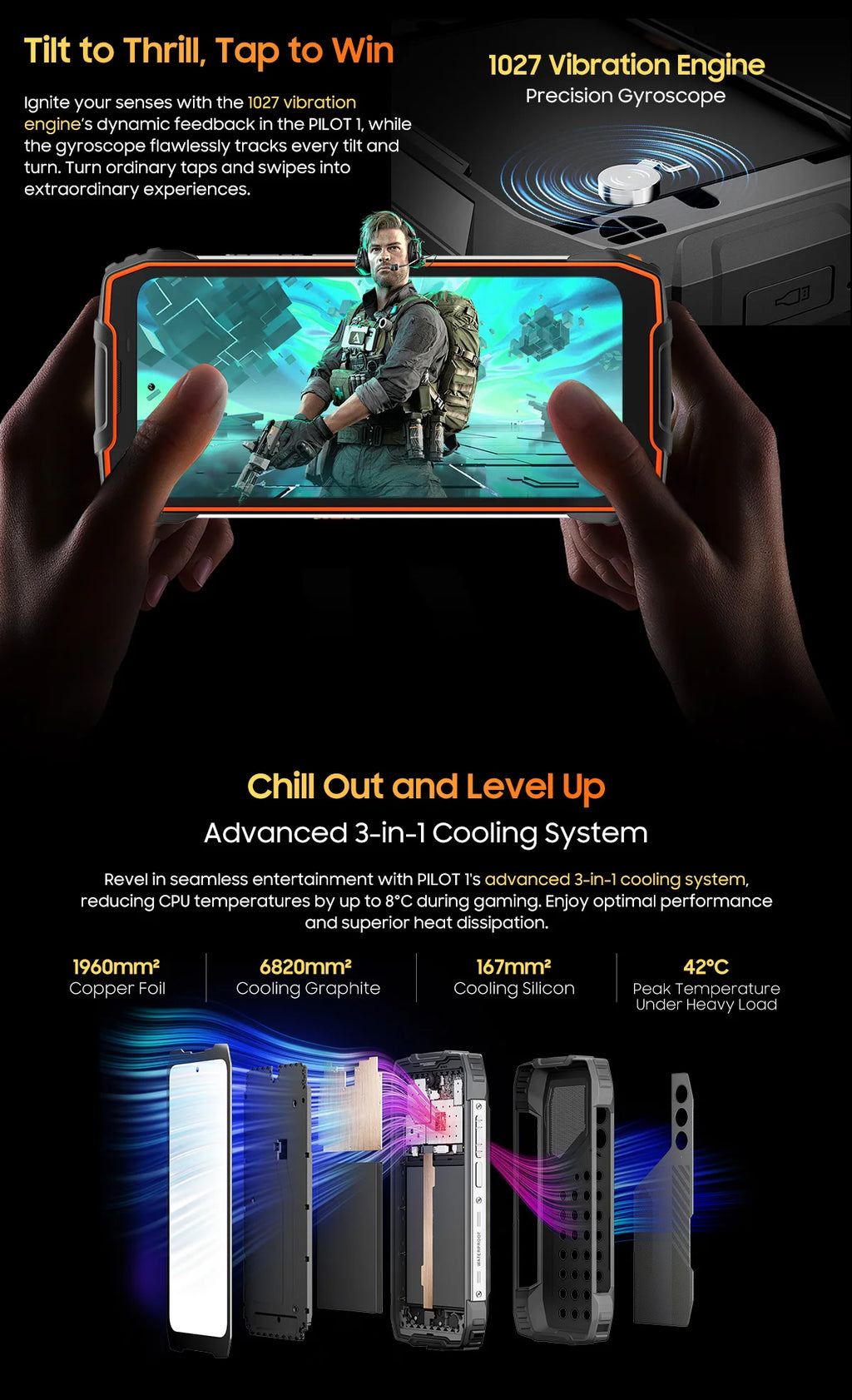 Blackview OSCAL PILOT 1 Rugged Phone 6.67" 90Hz IPS Display 6GB+256GB Android 14 Outdoor Smartphone with LED Flashlight GPS/NPC