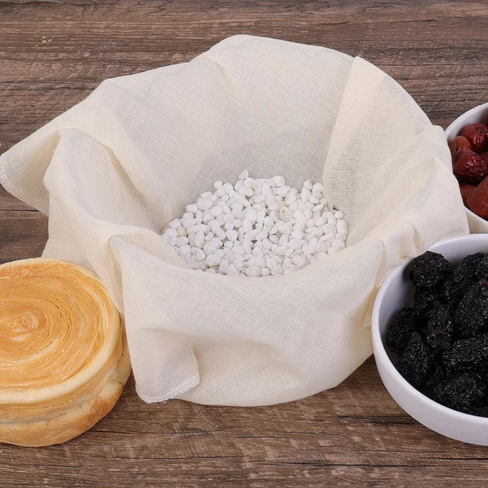 Reusable Nut Milk Cloth Bag Strainers Unbleached Natural Cotton Cheesecloth Cheese Yogurt Tofu Filter Kitchen Fine Mesh Strainer