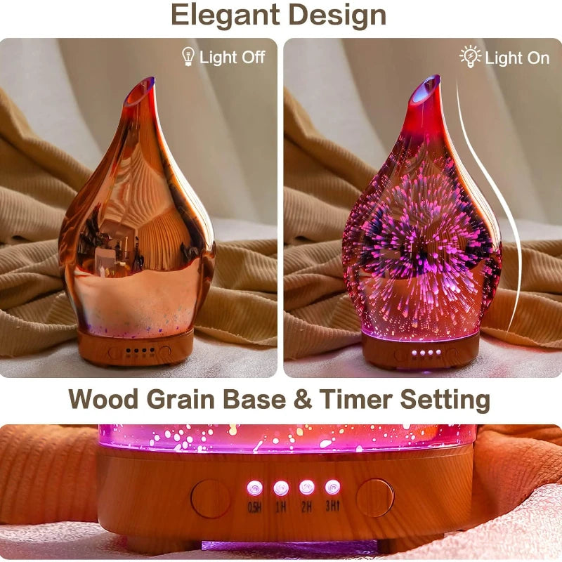 Essential Oil Diffuser 3D Aromatherapy Ultrasonic HumidifierAuto Shut-Off Timer Setting,Aroma Decoration for Home Office Gift