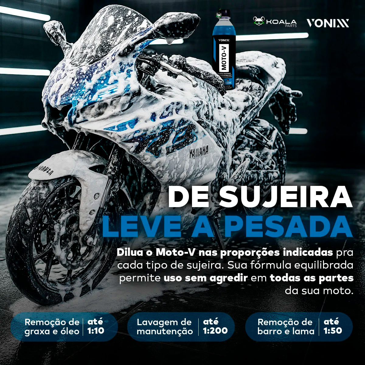Car Motorcycle Shampoo Degreasing Concentrated Moto-v Heavy Cleaning Grease Mud Oil 500ml Vonixx