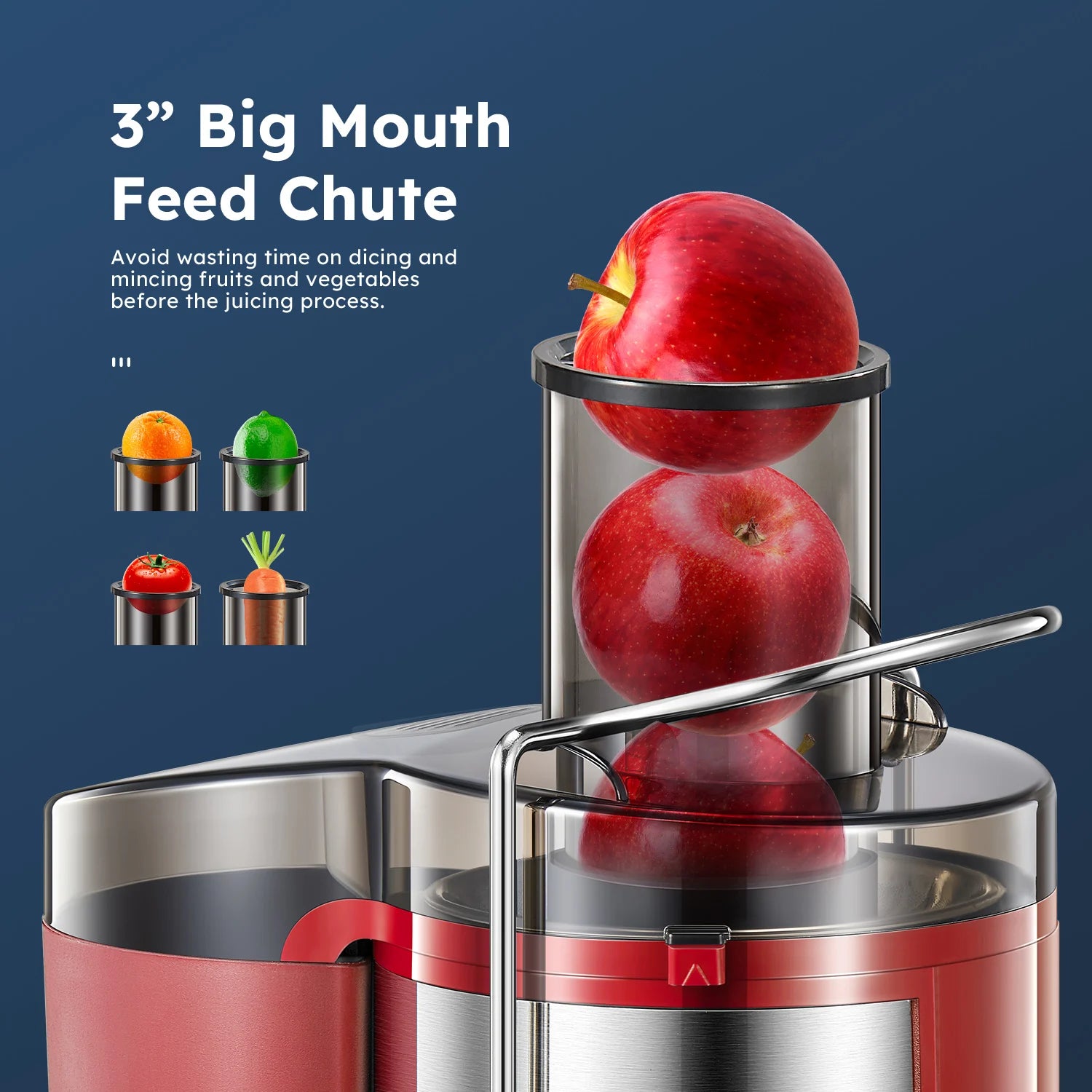 Centrifugal Juicer Machine, 800W Extractor with Wide-Mouth 3-Inch Feed Chute for Fruits and Vegetables, Easy-Clean Design, Stain